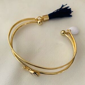 Gold Pineapple Tassel Bangle Set